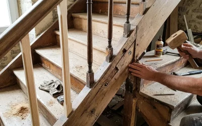 Rénovation escalier intérieur bois : structure avant finition